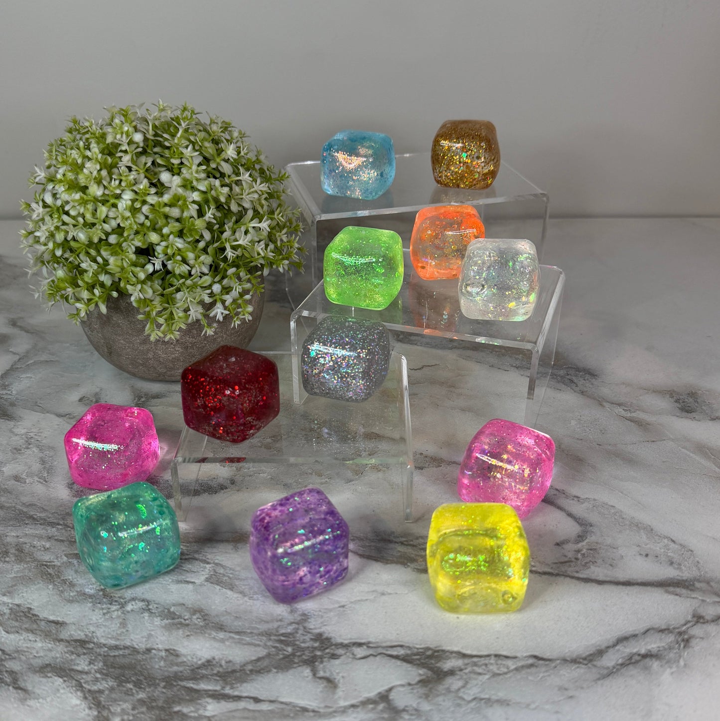 Squishy Toy - Ice Ice Baby Rounded Glitter Cube