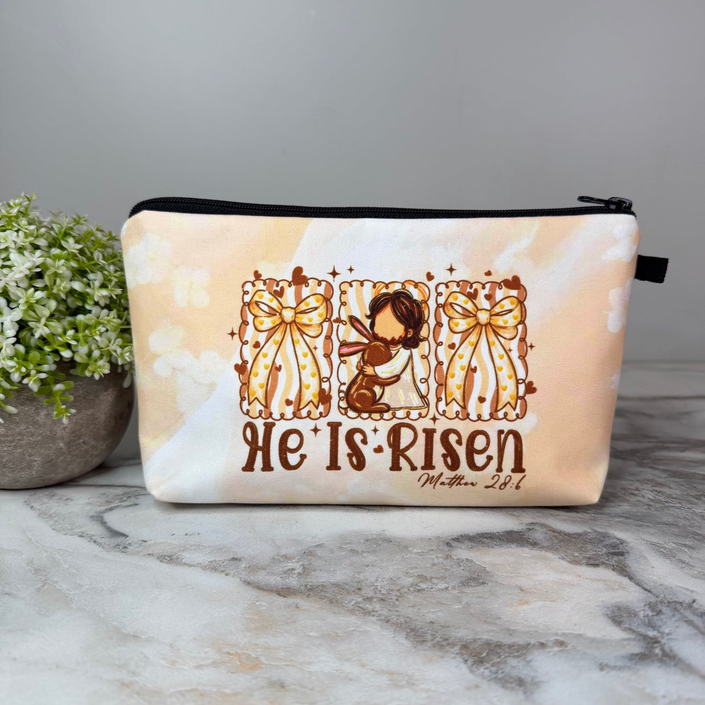 Pouch - Religious, He Is Risen Beige
