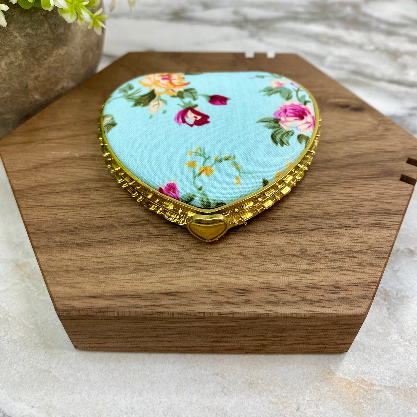 Compact Mirror - Blue Floral (by shape)