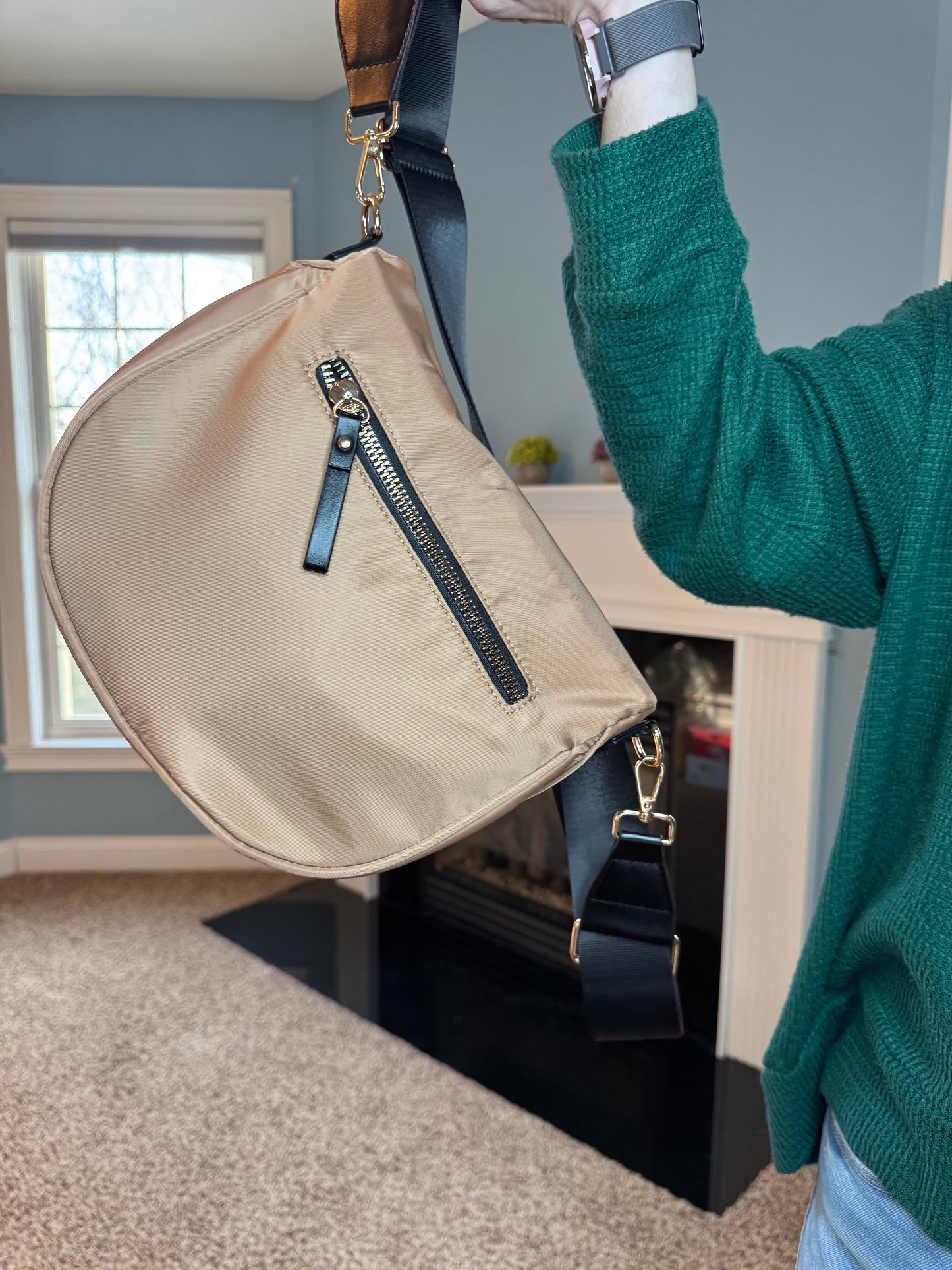 The Roni Nylon Crossbody - Bronze + Black