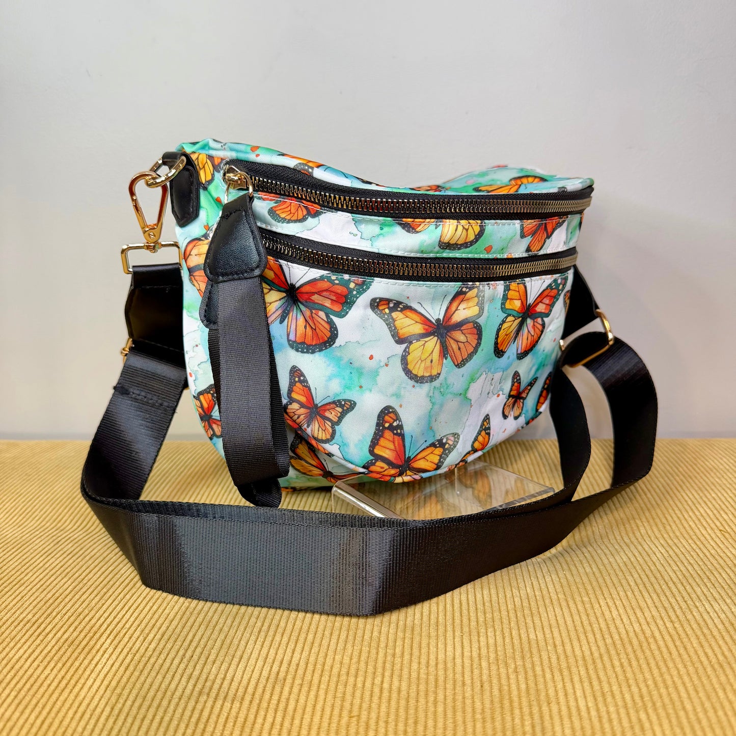 The Roni Nylon Crossbody - Butterfly Orange Teal