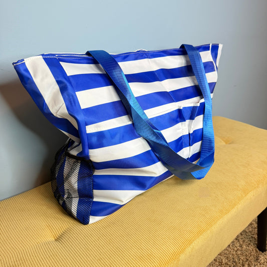 Tote Bag - Summer Stripes - Medium Blue
