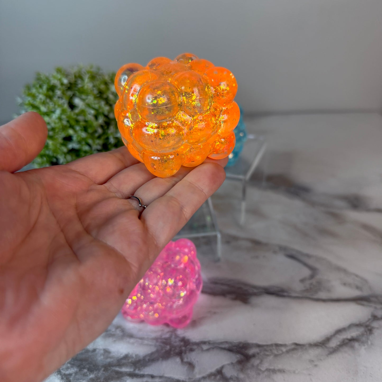 Squishy Toy - Smooth Nine Cube, Glitter