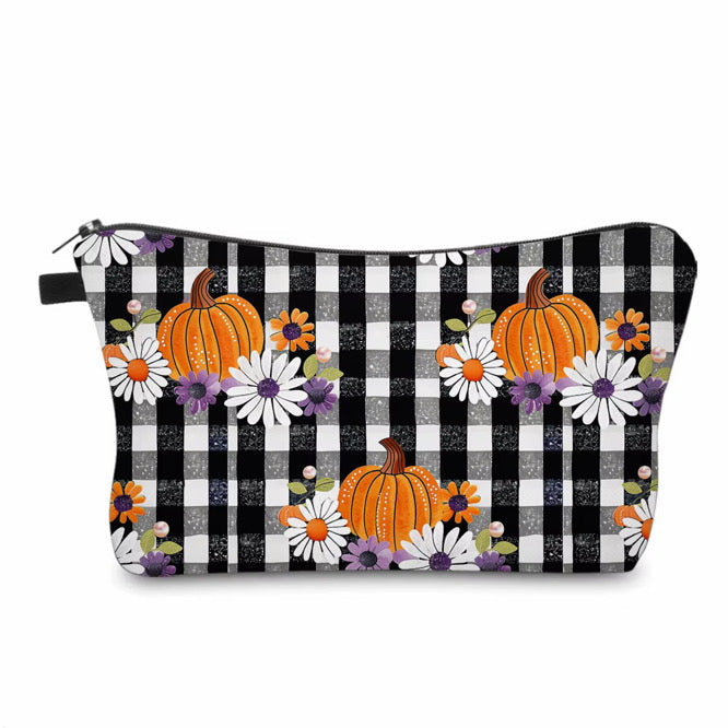 Pouch - Halloween Fall - Pumpkin Floral Plaid