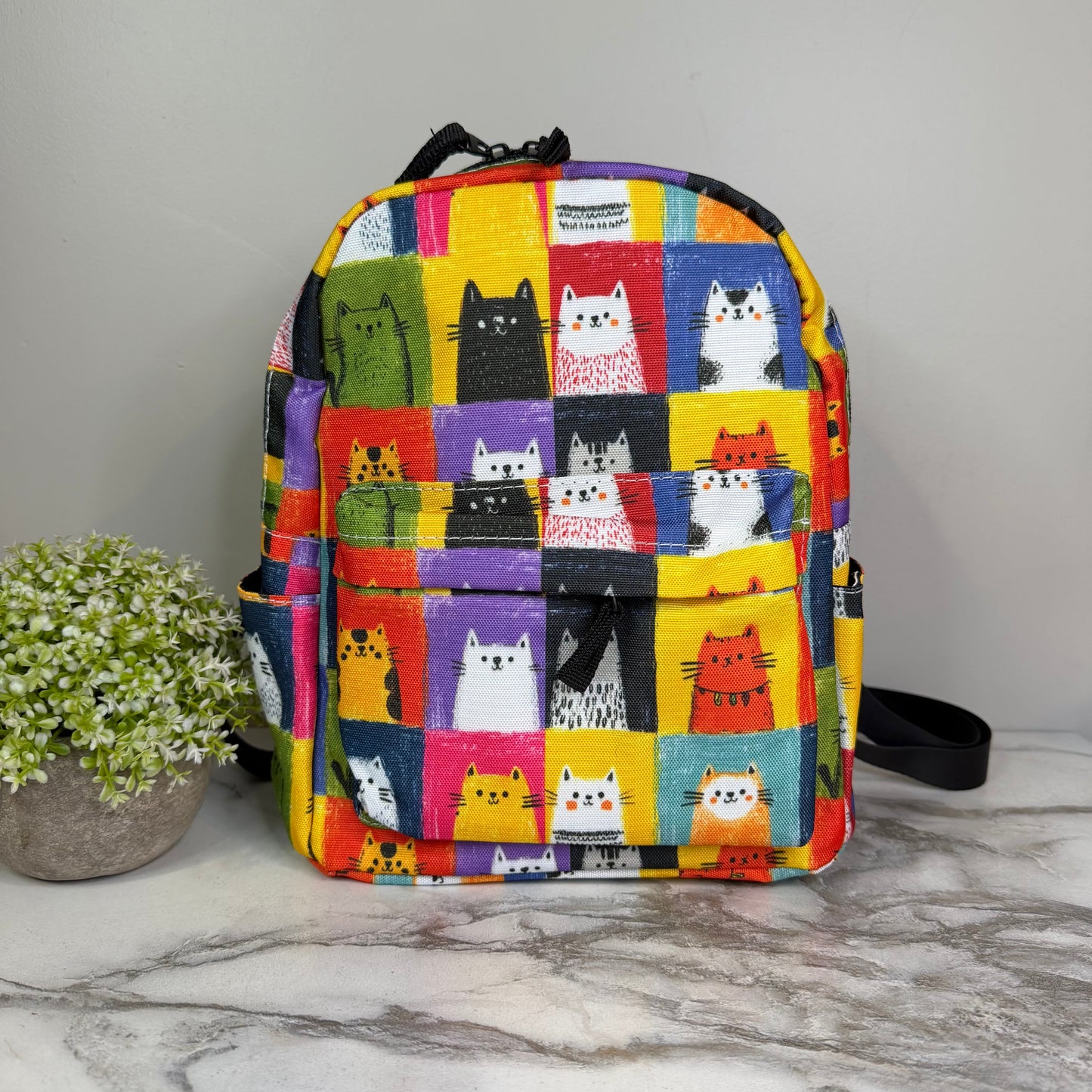 Mini Backpack - Cat Squares