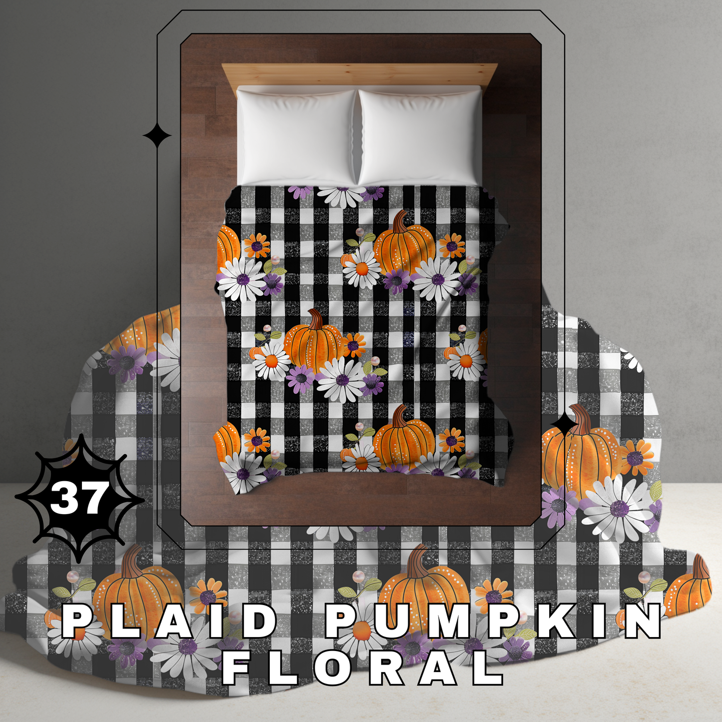 Blanket Halloween #37 - Plaid Pumpkin Floral - PREORDER ends 7/25