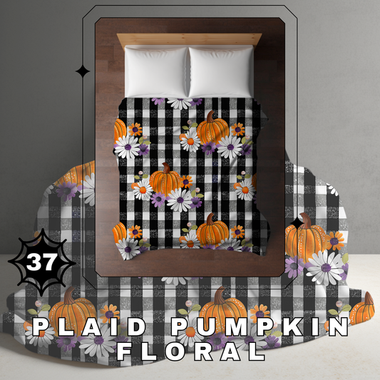 Blanket Halloween #37 - Plaid Pumpkin Floral - PREORDER ends 7/25
