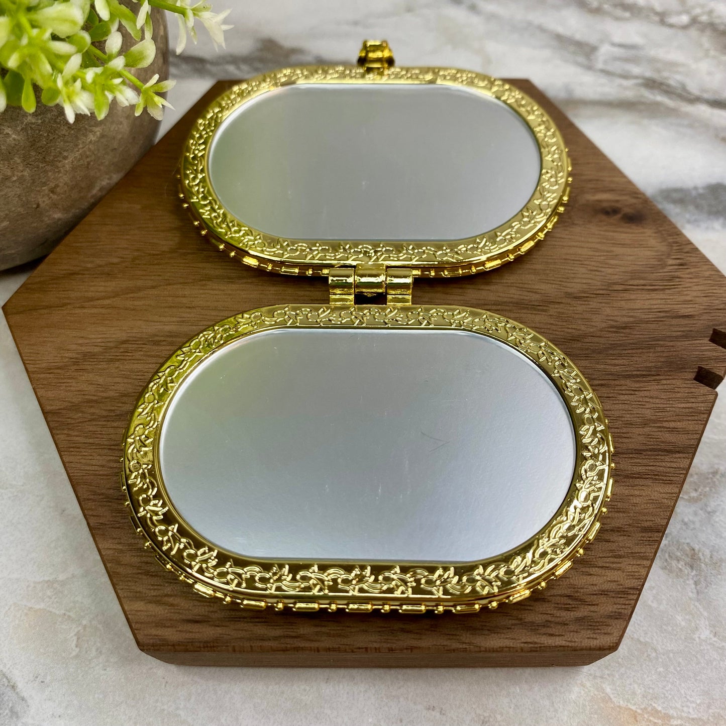 Compact Mirror - Black Floral (by shape)