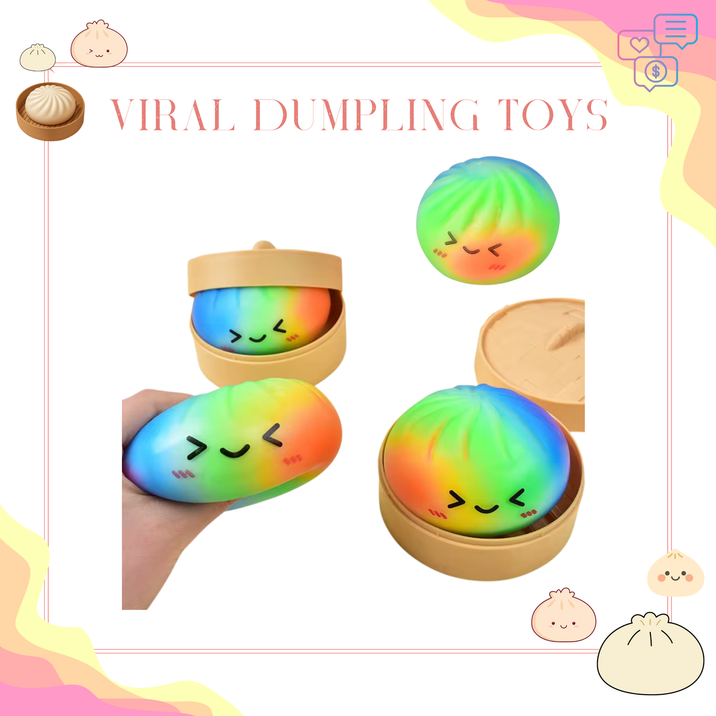 Squishy Toy - Viral Dumpling, Rainbow