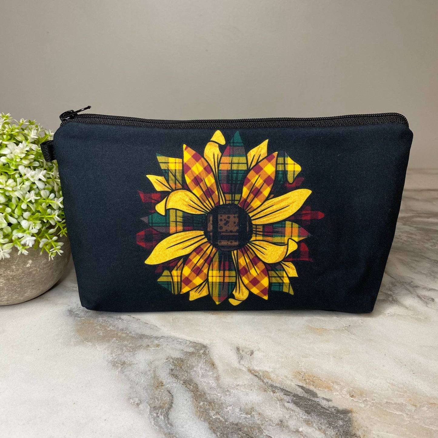 Pouch - Floral, Sunflower Plaid