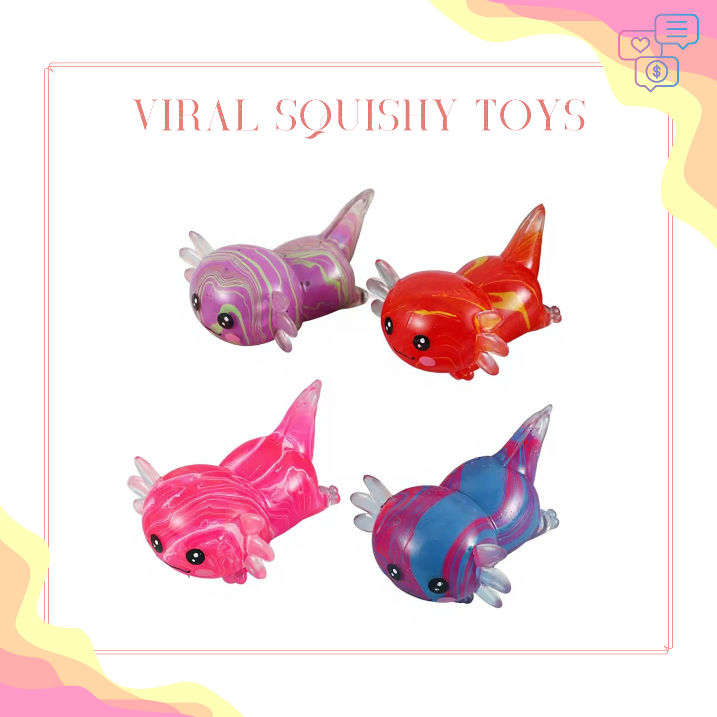 Squishy Toy - Axolotl, Marble