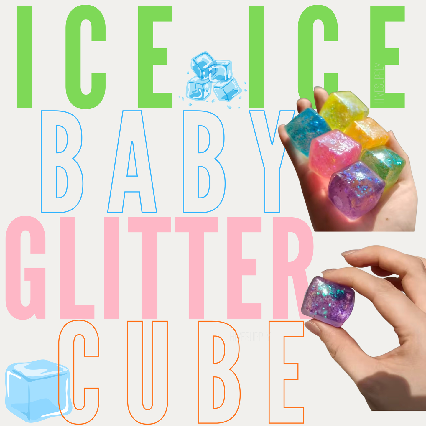 Squishy Toy - Ice Ice Baby Rounded Glitter Cube