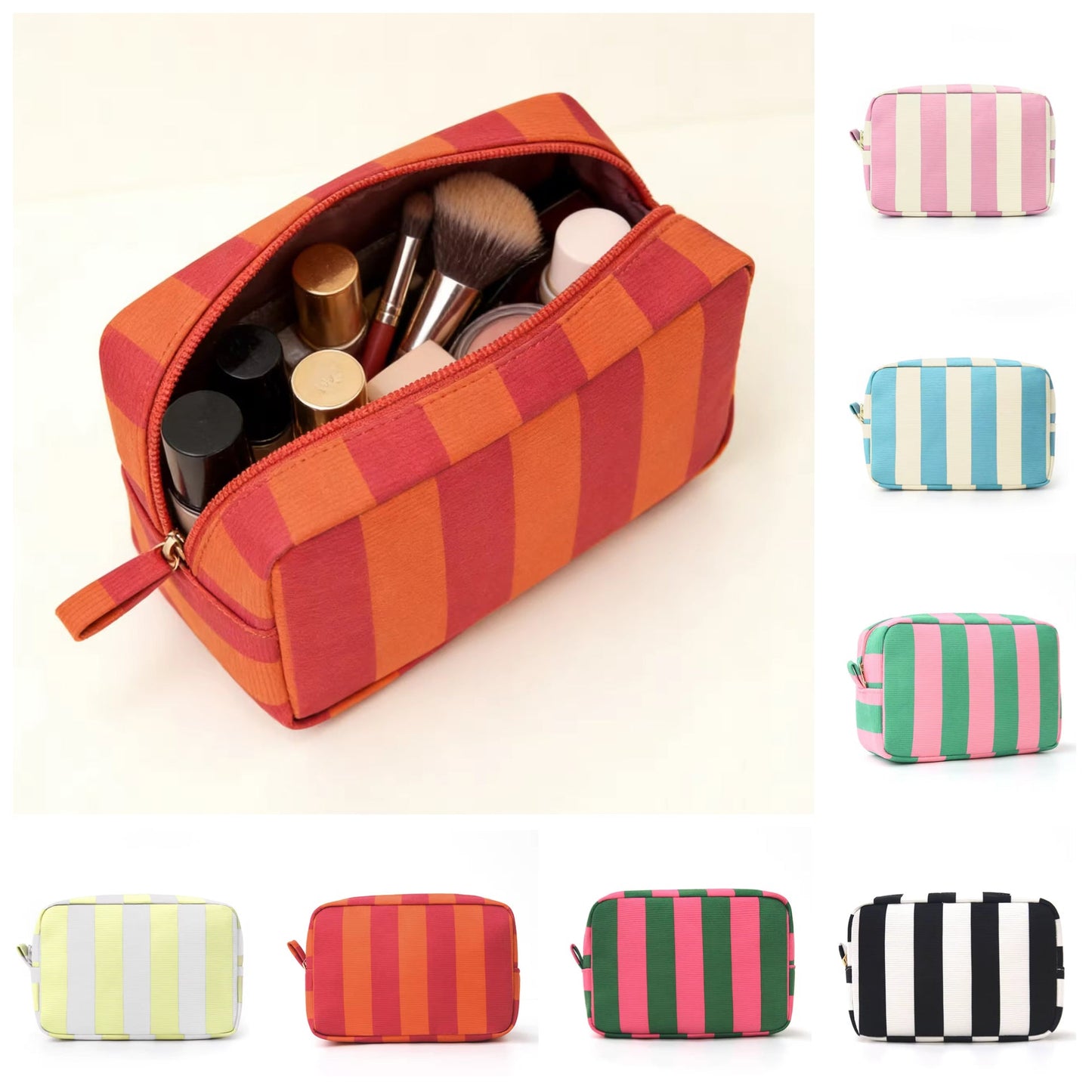 Canvas Stripe Travel Pouch