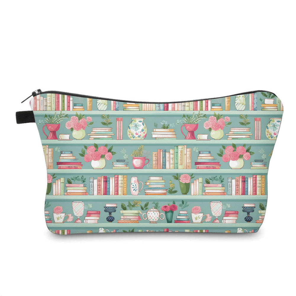 Pouch - Book, Mint Floral Bookcase