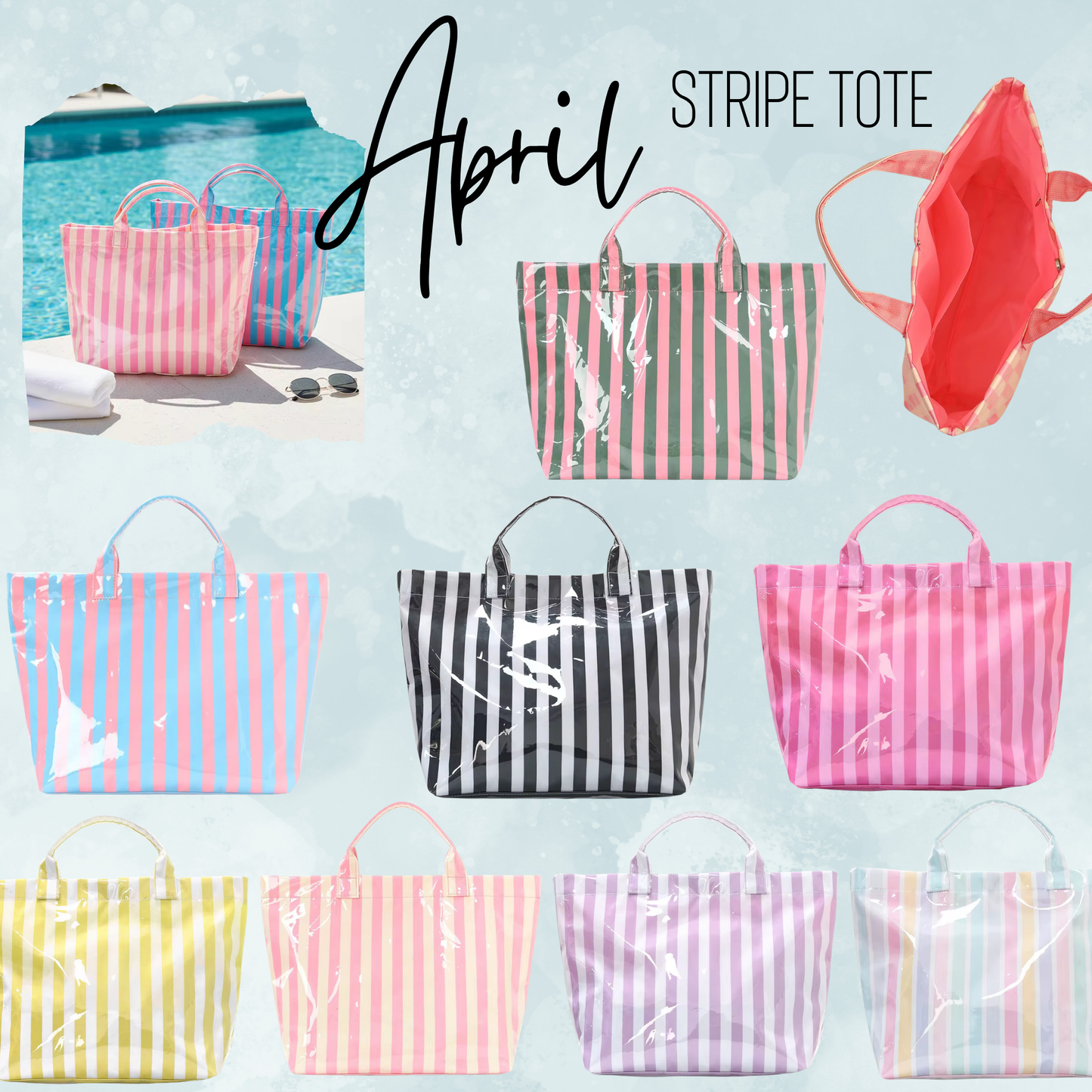 April Vinyl Tote Bag - Stripes