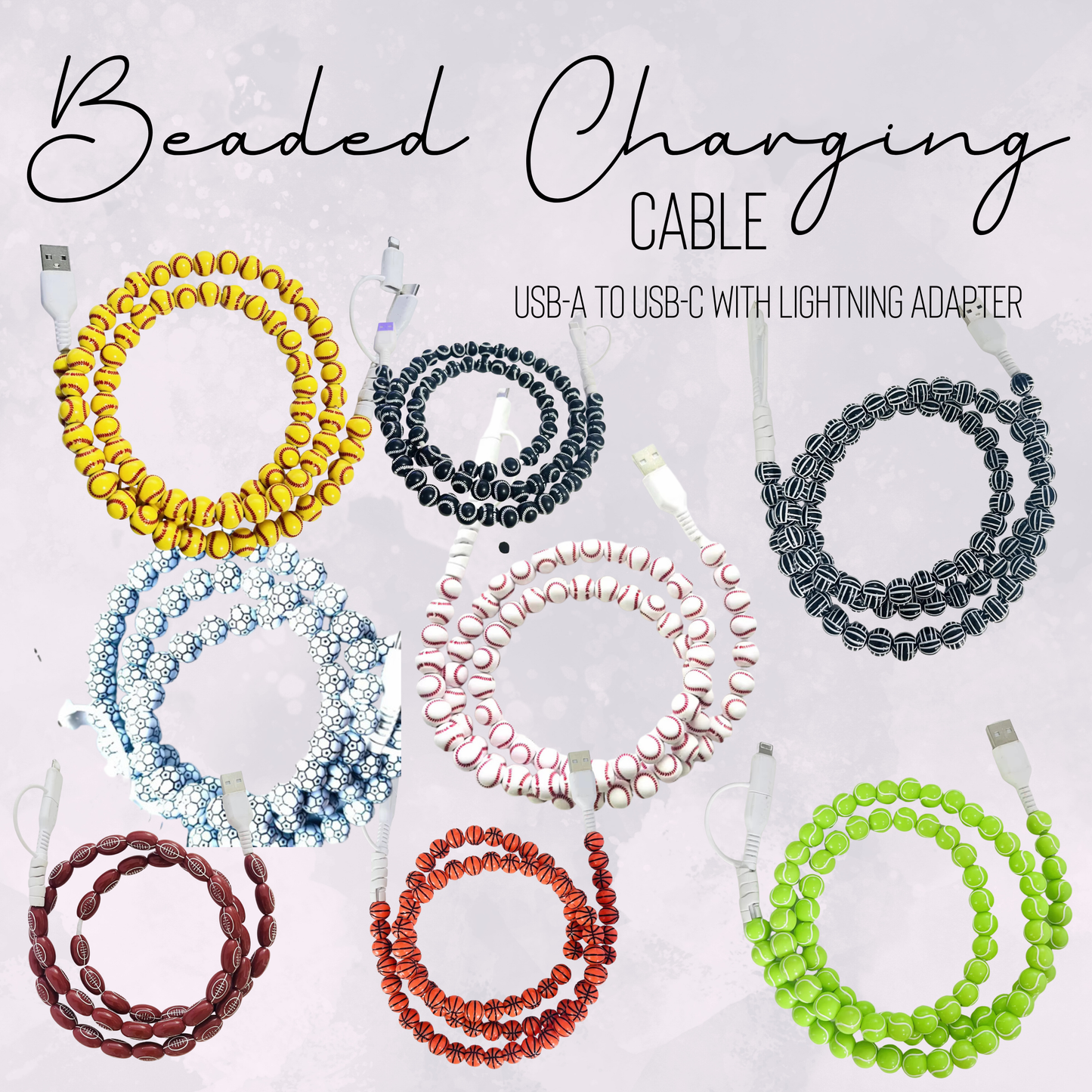 Charging Charger Cord - Beaded - Sports
